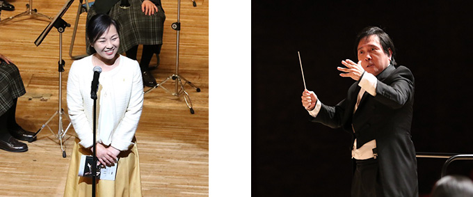 左：<尼崎 稲村市長のご挨拶>　　右：<世界的指揮者　大植氏>