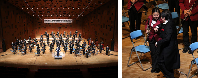 左：<本番の様子>　　右：<大植氏と学生の交流>